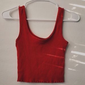 Red lettuce hem cropped tank❣️